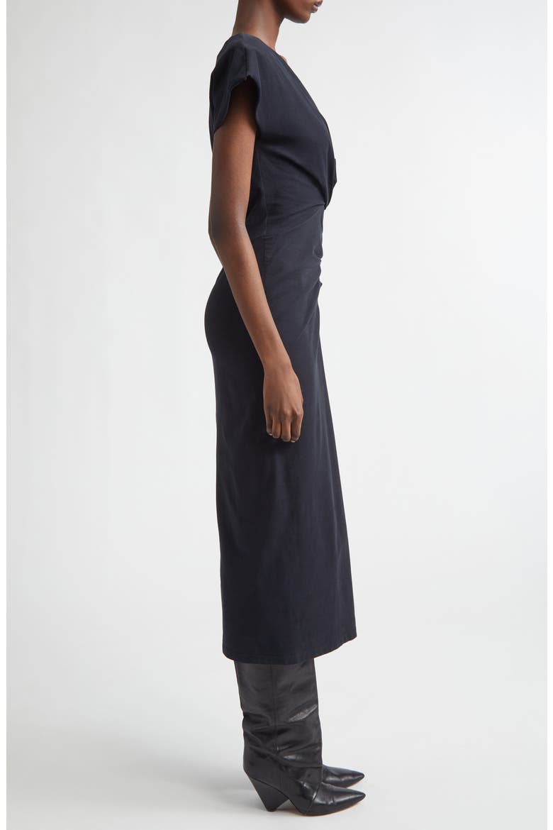 Nadra Pleated Midi Dress, Alternate, color, BLACK