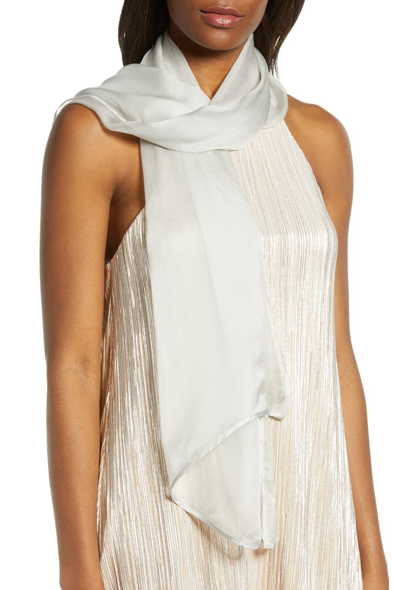 Silk Chiffon Wrap, Alternate, color, SILVER