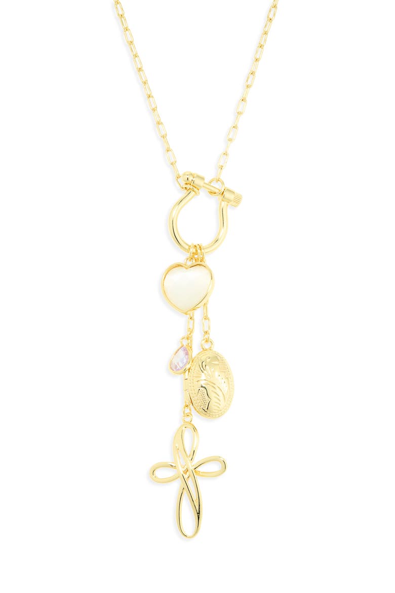 Cross Chunky Chain Necklace, Alternate, color, GOLD