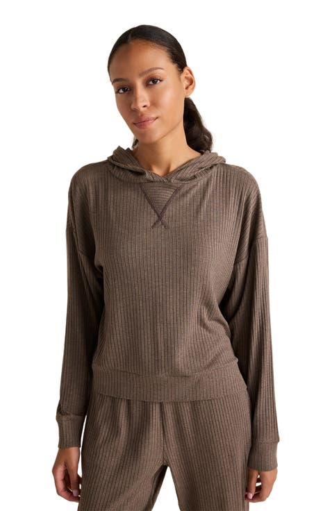Drapey Rib Knit Hoodie