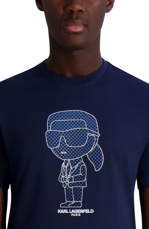 Karl Lagerfeld Paris Rubberized Karl Cotton Graphic T-shirt In Navy