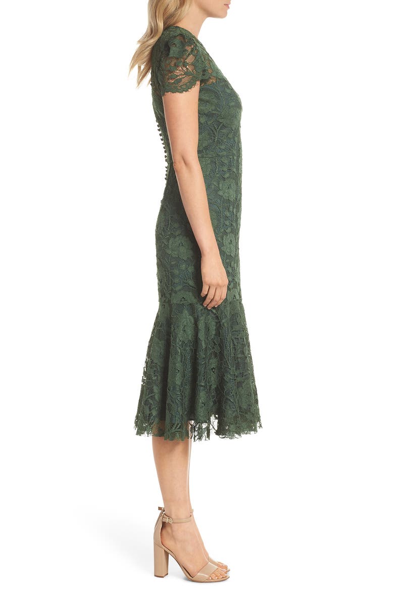 Eve Lace Midi Dress, Alternate, color, FOREST GREEN