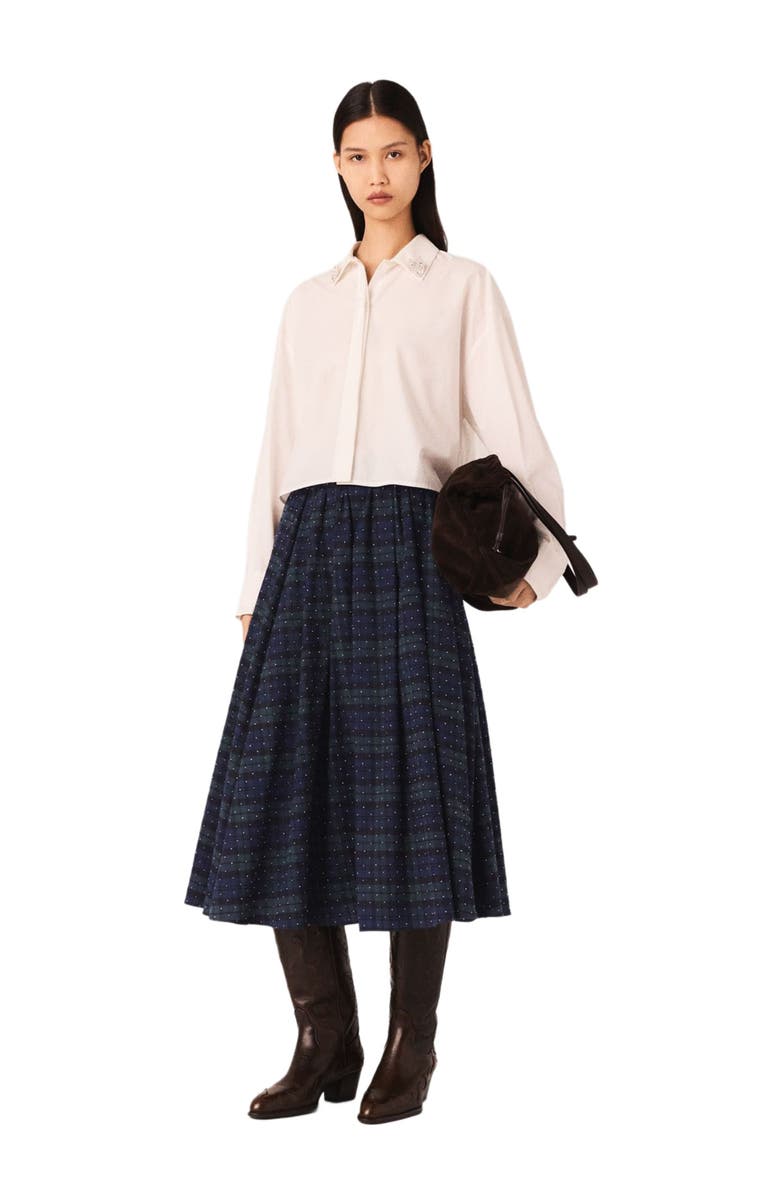 maje Check skirt with rhinestones, Main, color, 