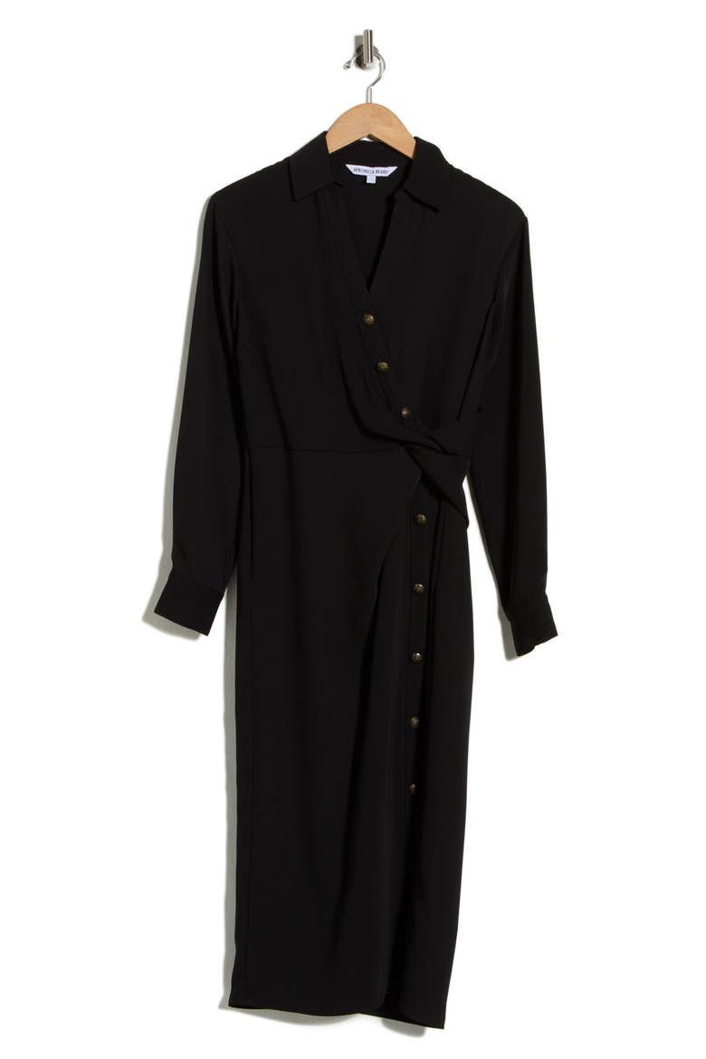 Wright Long Sleeve Shirtdress, Alternate, color, BLACK