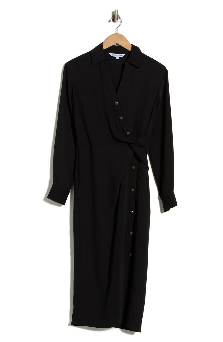 Veronica Beard Wright Long Sleeve Shirtdress, Main, color, Black