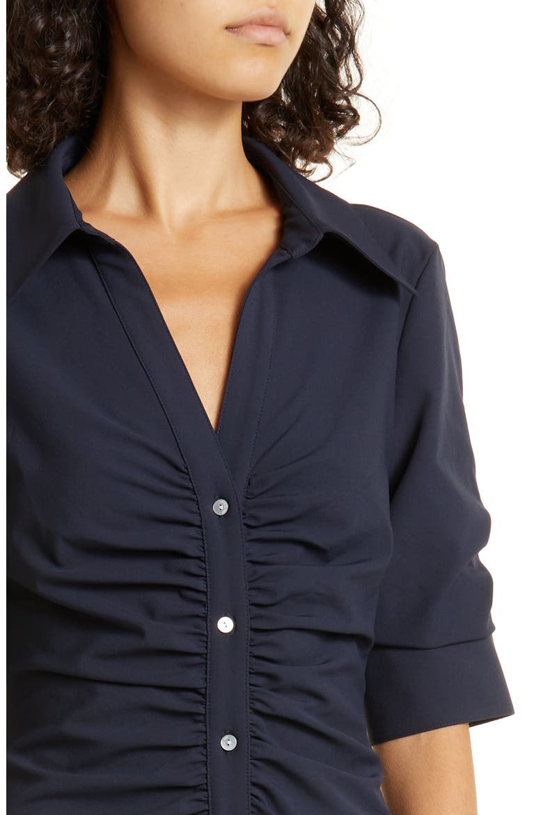 Elina Gathered Shirtdress, Alternate, color, NAVY