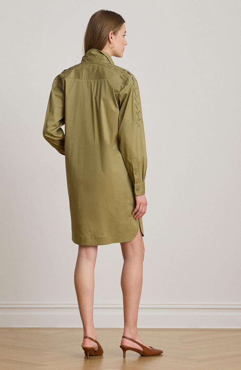 Lauren Ralph Lauren Lace-Up Trim Long Sleeve Shirtdress, Alternate, color, Light Agave Green