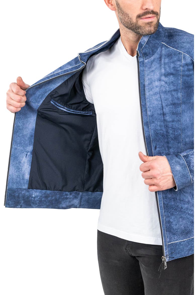 Denim Effect Suede Jacket, Alternate, color, BLUE