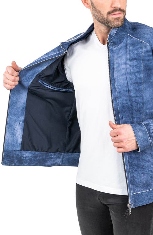 Maceoo Denim Effect Suede Jacket In Blue