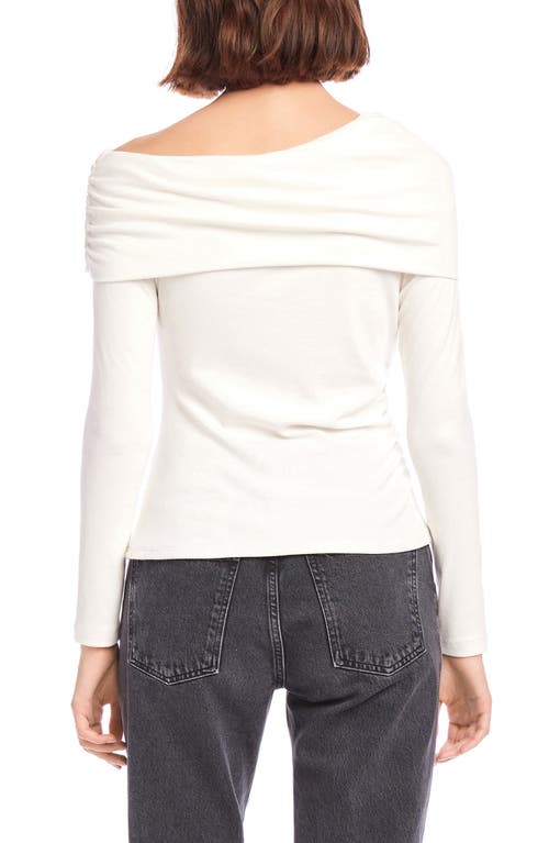 Shop Fifteen Twenty Asymmetric One-shoulder Stretch Cotton Blend Long Sleeve Top In Cream