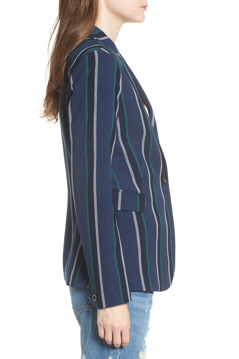 Stripe Blazer, Alternate, color, NAVY SEAFOAM