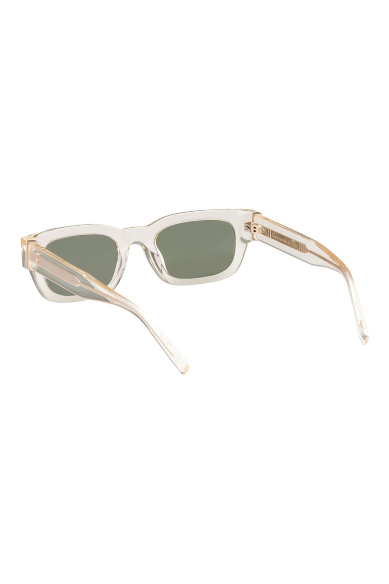 51mm Square Sunglasses, Alternate, color, CRYSTAL / GREEN LENS