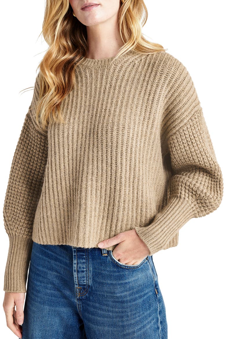 Sarah Mixed Stitch Sweater, Main, color, HEATHER CAMEL