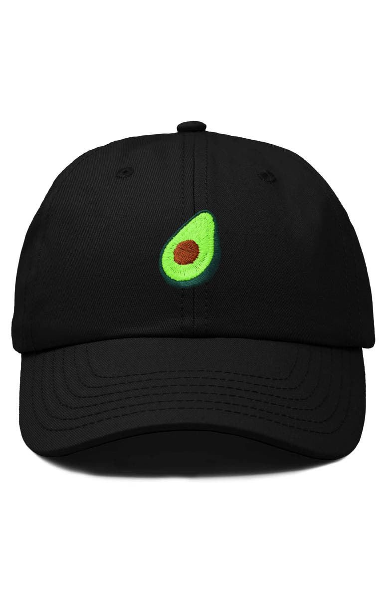 Dalix Avocado Embroidered Food Hat, Main, color, Black