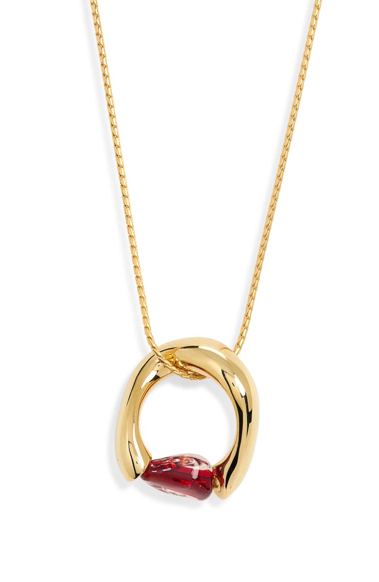 Bottega Veneta Sculpted Ring Pendant Necklace, Main, color, 6260 Lacquer