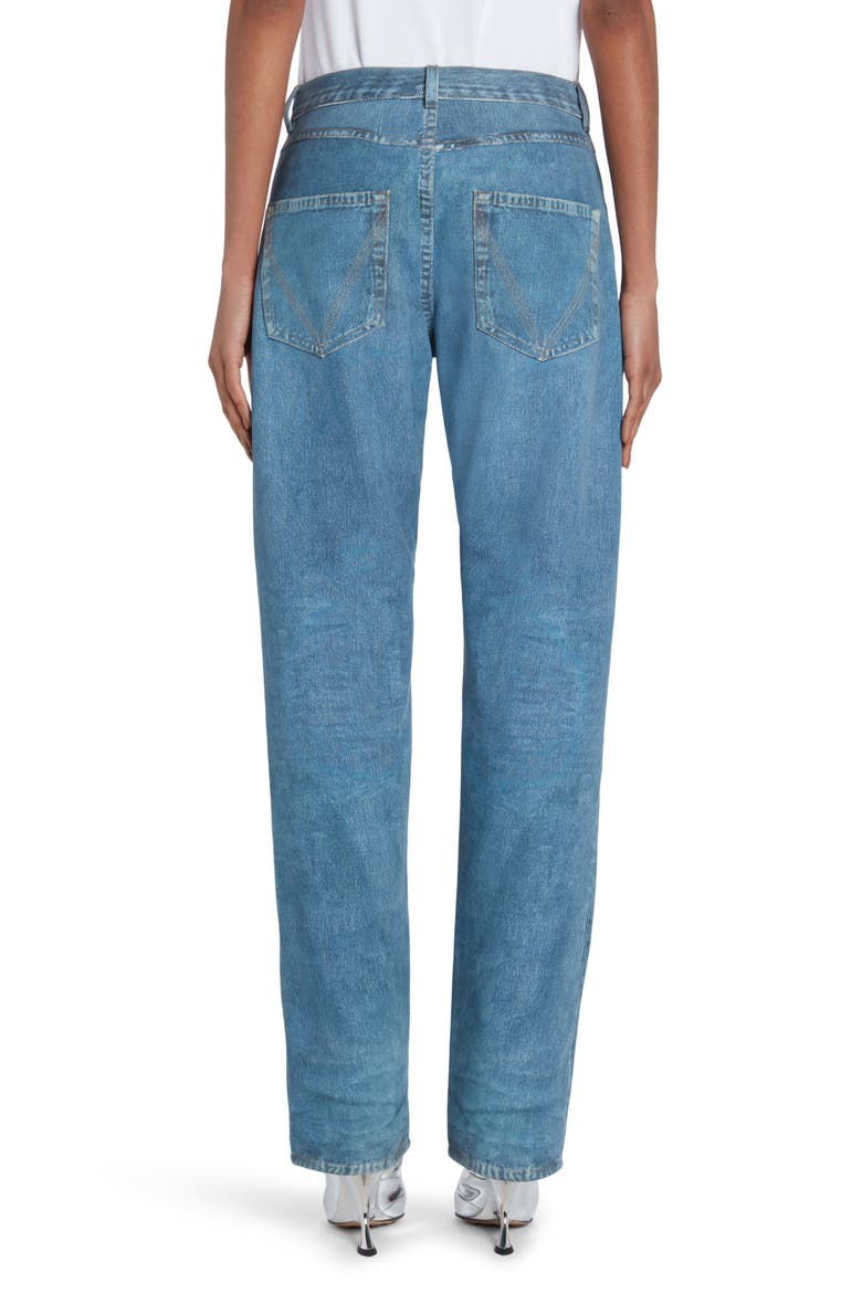 Denim Print High Waist Leather Jeans, Alternate, color, 4600 MEDIUM BLUE DENIM