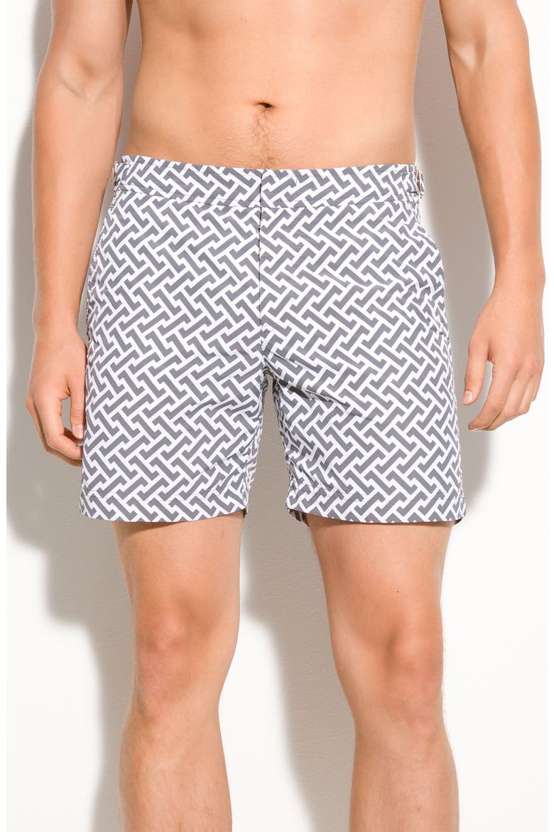 'Bulldog' Swim Shorts, Main, color, SLATE/ WHITE