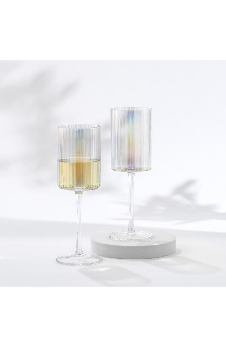JoyJolt Christian Siriano Set of 2 Stunning Chroma Iridescent Red Wine Glasses, Alternate, color,