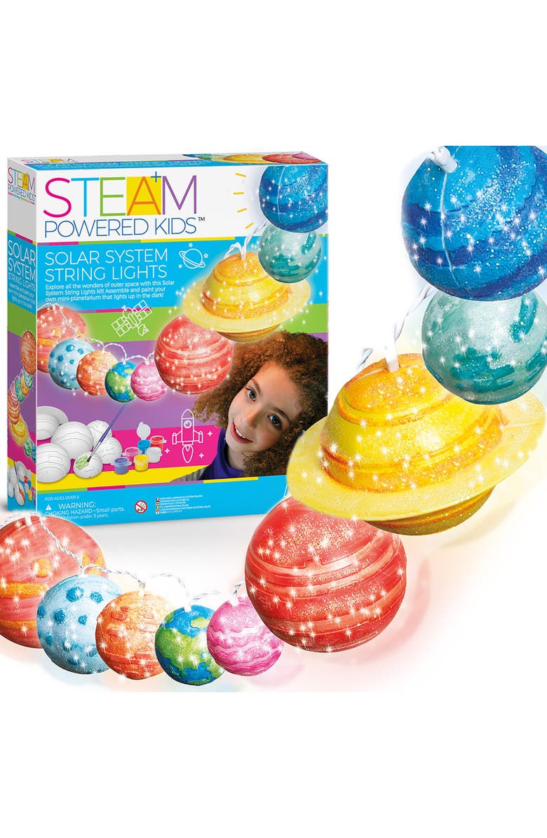 4M Steam Powered Kids Solar System String Lights Mini Planetarium, Alternate, color, Multicolored