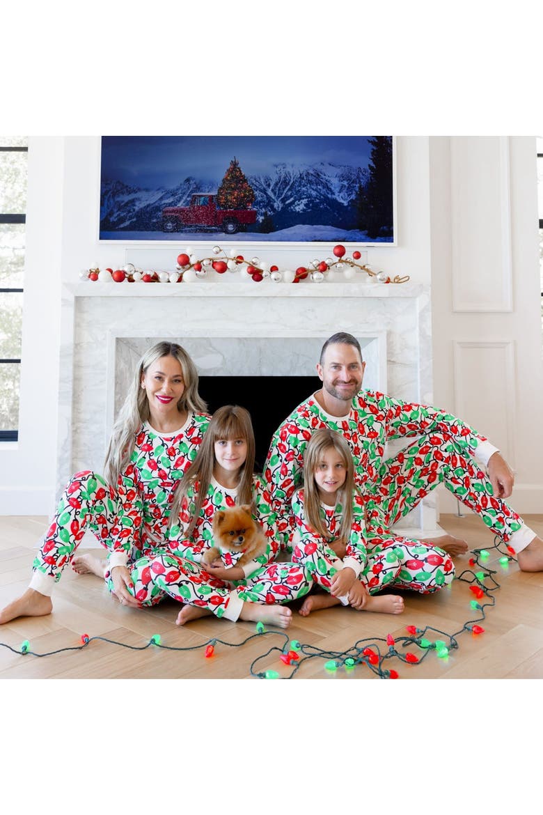 Organic Adult Men's Pajamas Set - Holiday Lights, Alternate, color, Red & Pink Hearts