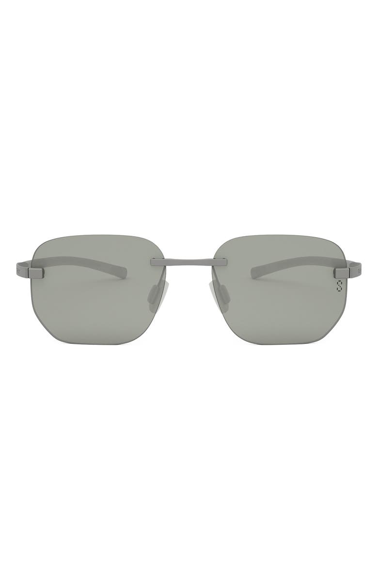 TAG Heuer Flex 55mm Polarized Geometric Sunglasses, Main, color, Matte Palladium / Green Polar