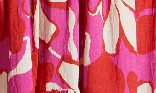 Melloday Printed Smocked Waist Maxi Sundress In Magenta Red