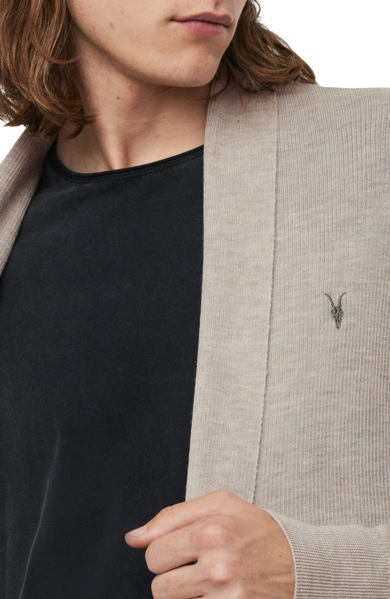 AllSaints Mode Merino Wool Open Front Cardigan, Alternate, color,