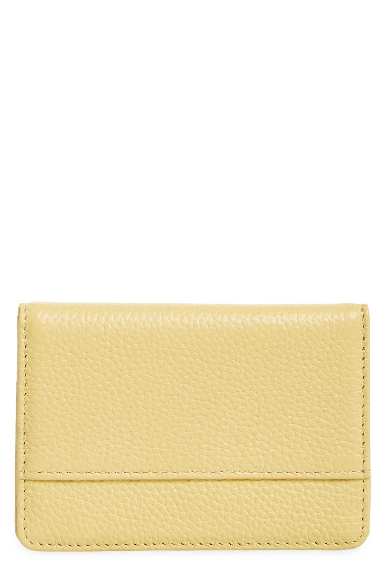 Ruby Pebbled Leather Cardholder, Main, color, YELLOW SLICE