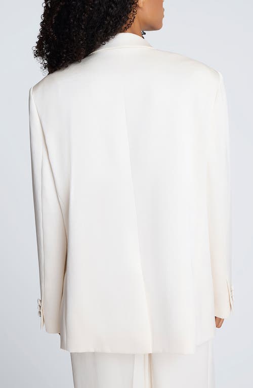 Kenneth Cole Washed Satin Double-breasted Boyfriend Jacket In White