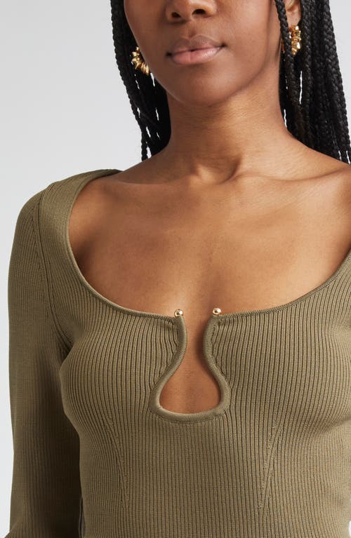 Ramy Brook Lylia Sculpted U-neck Rib Top In Green