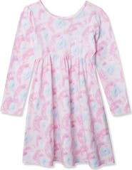 Lands' End Girls Long Sleeve Gathered Waist Jersey Dress