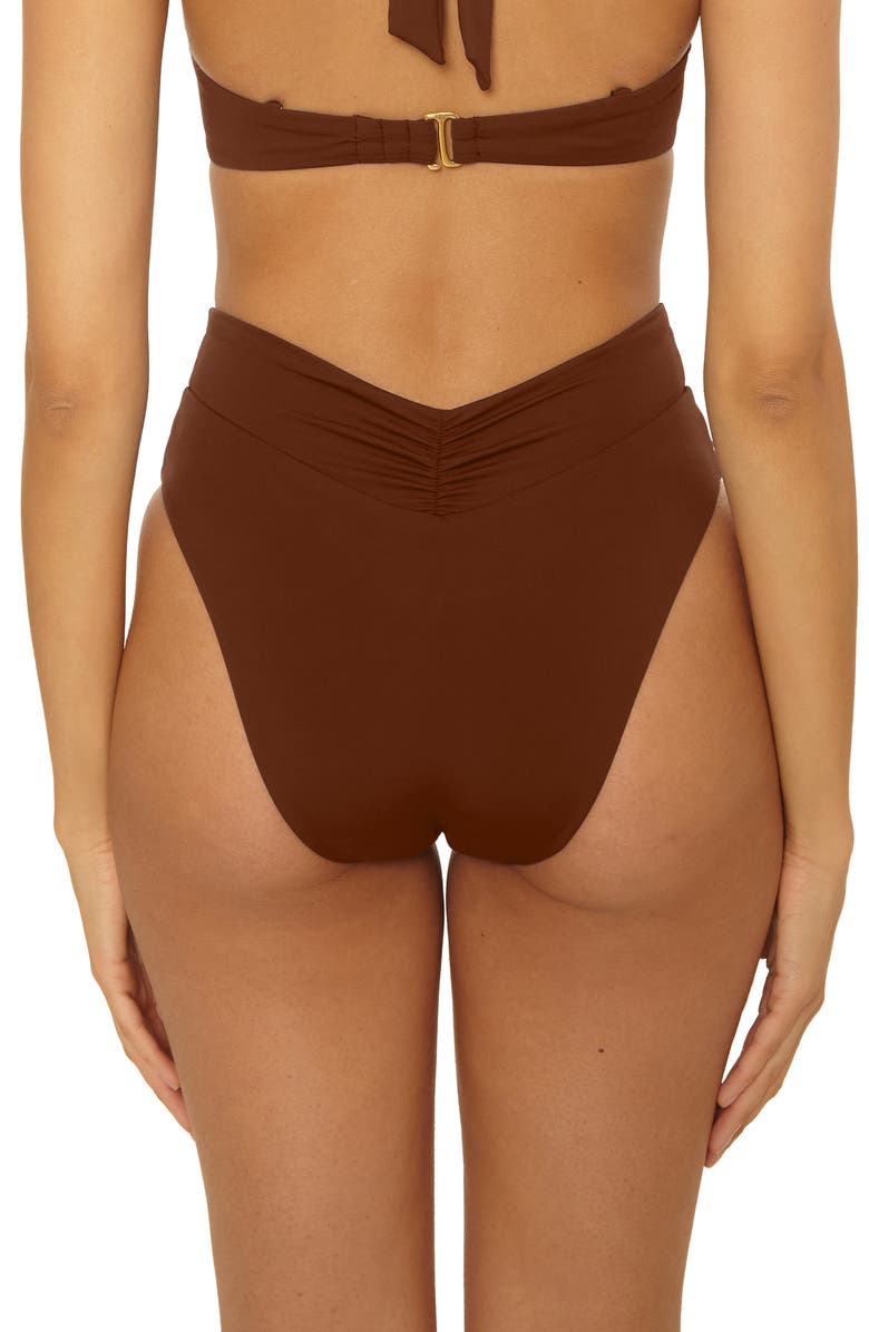 Becca Color Code High Waist Bikini Bottoms, Alternate, color, Dark Coco
