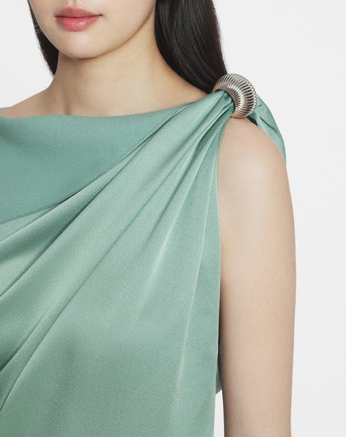 Lanvin Draped Mini Dress With Elegant Detailing In Vert De Gris