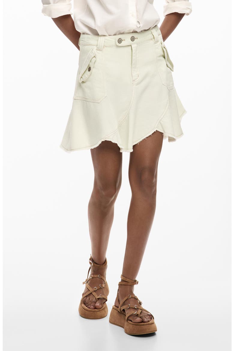 Frayed Miniskirt, Main, color, OFF WHITE