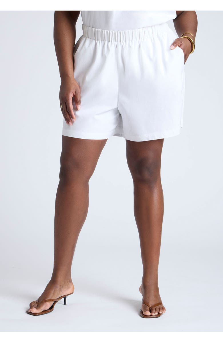 ELOQUII Easy Pull On Linen Blend Short, Alternate, color, Snow White