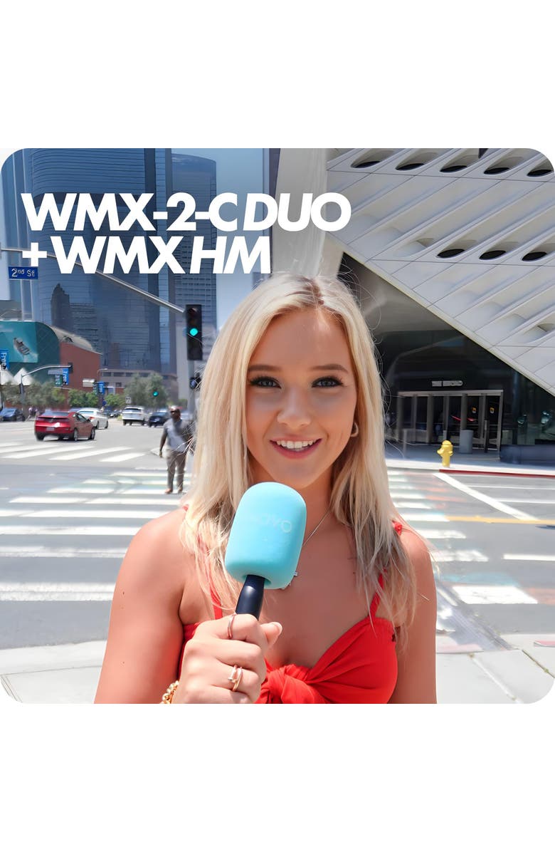 MOVO WMX-2-C-DUO Dual USB-C Wireless Lavalier Microphone for iPhone 15/Android/USB C Devices with WMX-HM Handheld Adapter, Alternate, color, Black