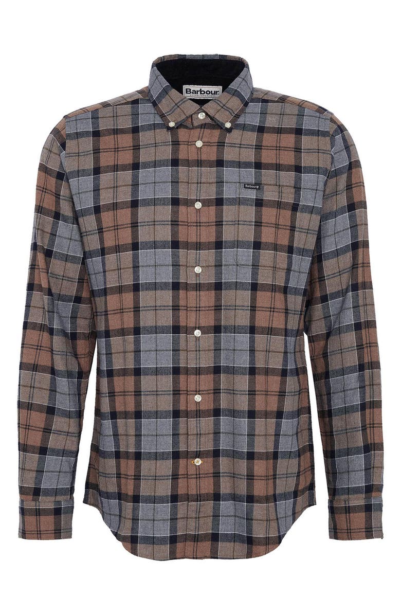 Barbour Rasay Tailored Fit Plaid Flannel Button-Down Shirt, Alternate, color, Cedarwood