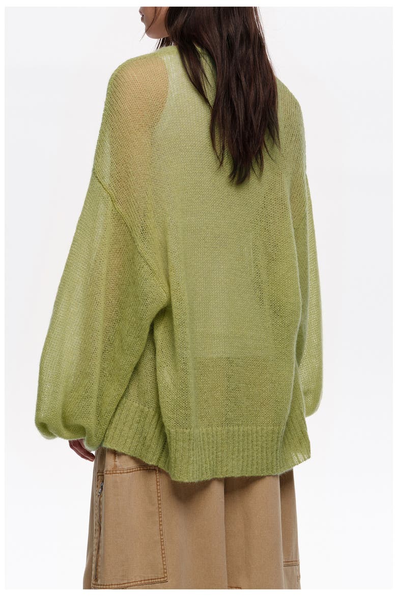Mohair And Wool Long Cardigan, Alternate, color, GREEN