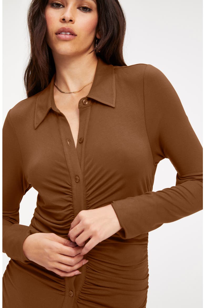 Good Touch Button Front Midi Dress, Alternate, color, BURNT CARAMEL002