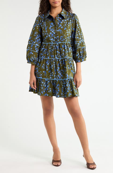 Retra Floral Tiered Cotton Minidress