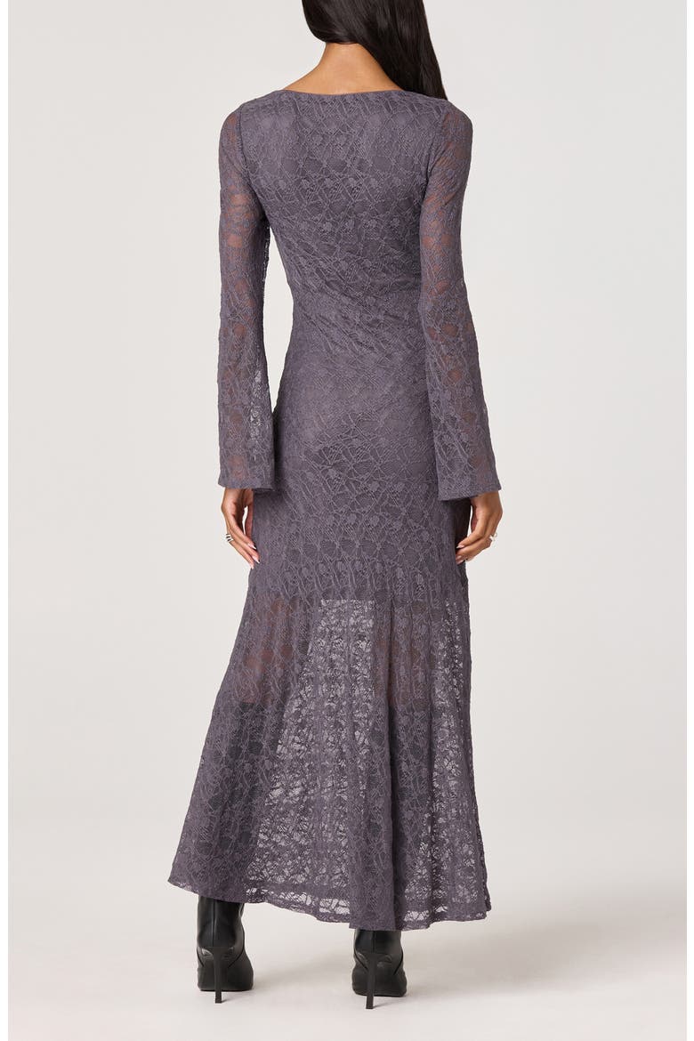 Long Sleeve Lace A-Line Maxi Dress, Alternate, color, MIDNIGHT CHARCOAL