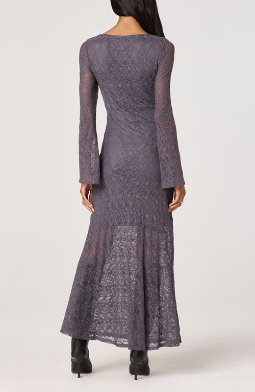 Astr The Label Long Sleeve Lace A-line Maxi Dress In Purple