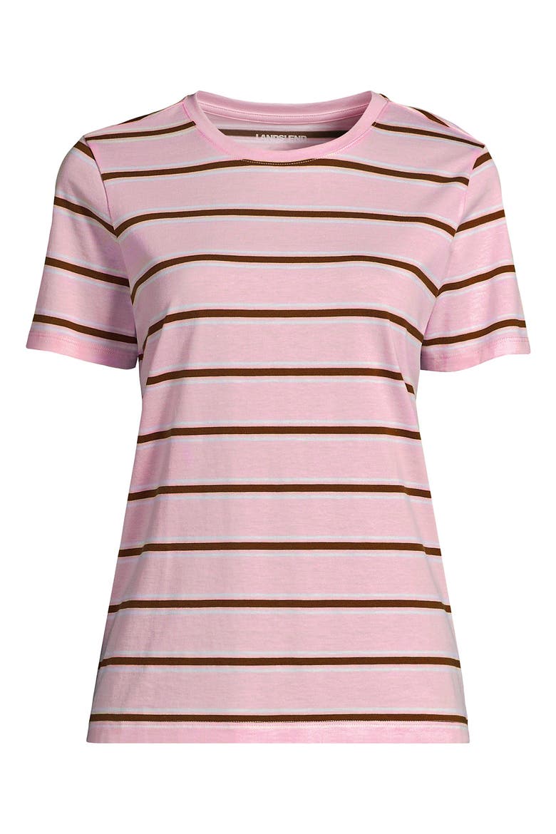 Supima Cotton Crew Neck T-Shirt, Alternate, color, Sea Salt Pink/Ginger Stripe