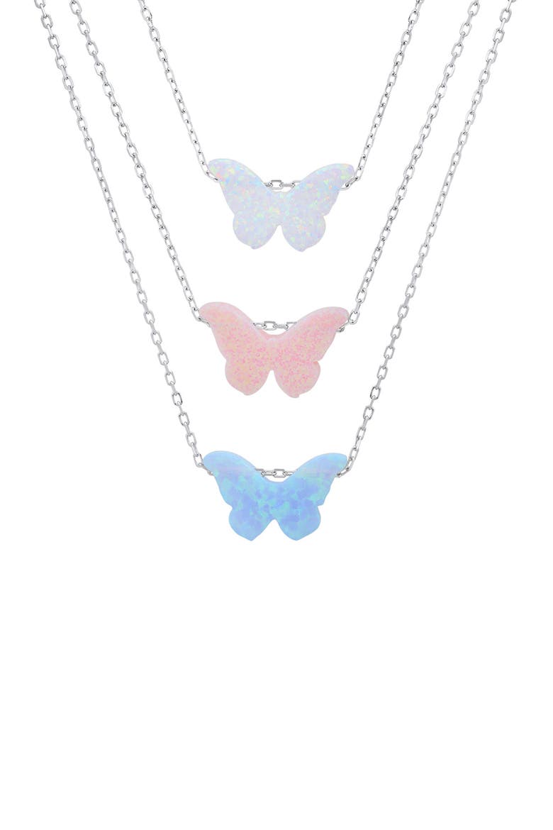 Sterling Silver Opal Butterfly Necklace, Alternate, color, BLUE OPAL/SILVER