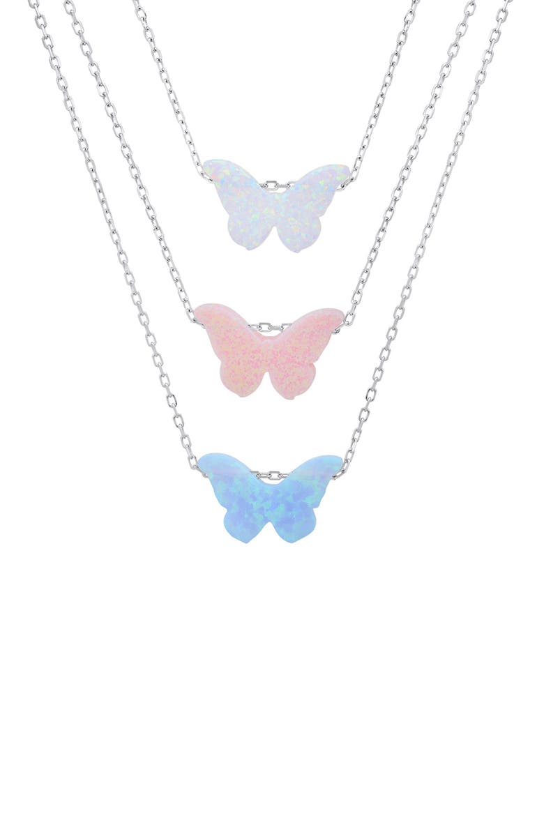 Queen Jewels Sterling Silver Opal Butterfly Necklace, Alternate, color, Opal/Silver