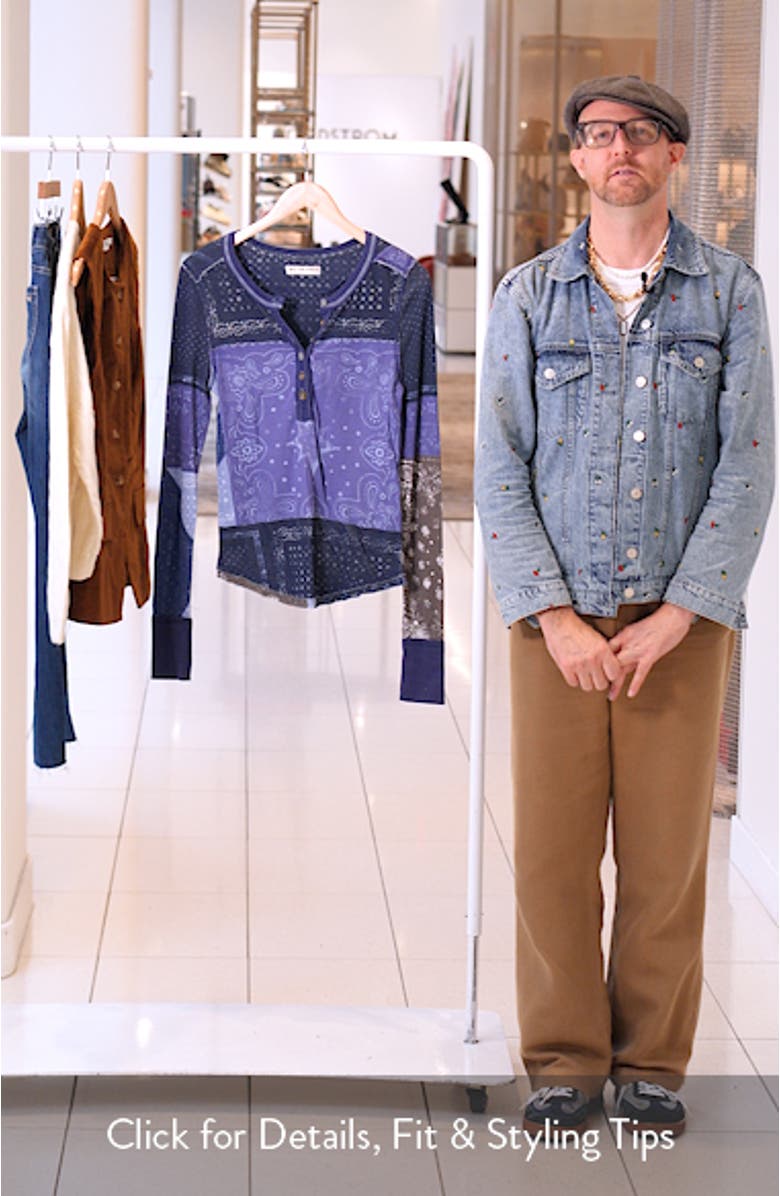 Indie Patchwork Print Cotton T-Shirt, sales video thumbnail