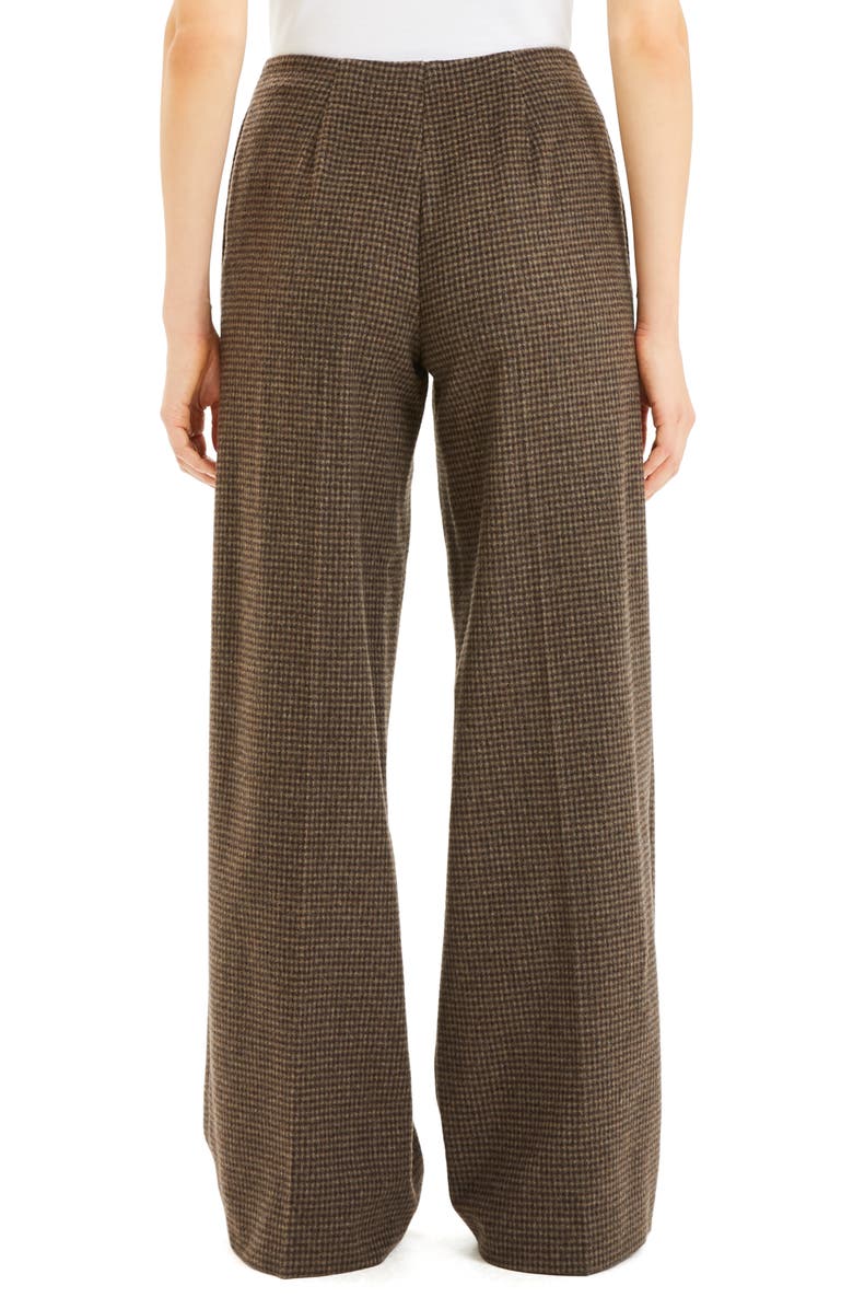 Theory Houndstooth Wool Blend Flannel Wide Leg Pants, Alternate, color,