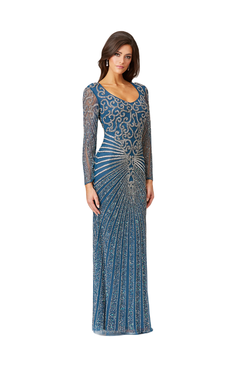 V-Neck Beaded Long Sleeve Dress, Main, color, Teal