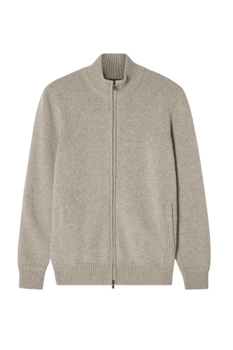 Graham Cashmere Blend Full Zip Sweater, Main, color, Natural