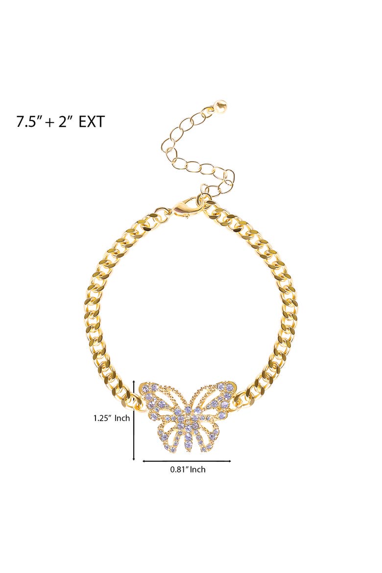 Gold-Tone Butterfly Crystal Chain Bracelet, Alternate, color, Gold